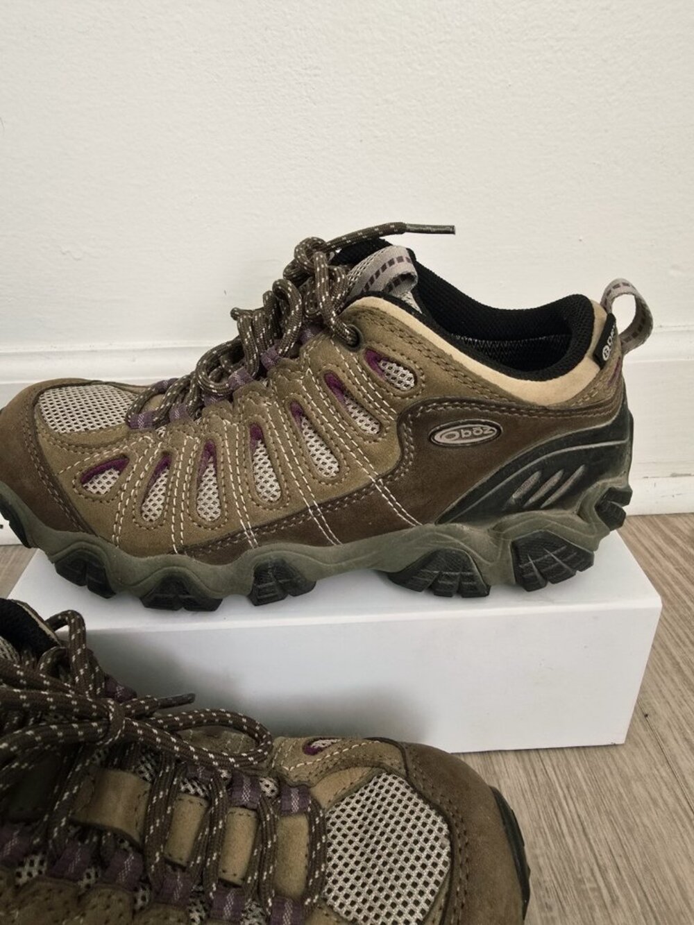 Oboz Sawtooth Low B-Dry Hiking Shoes 7.5 Womens Waterproof Outdoor Brown Slate - Picture 3 of 12